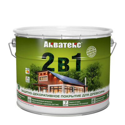 Защитно-декоративное покрытие АКВАТЕКС 2 в1 полуматовое лессирующее дуб 9л